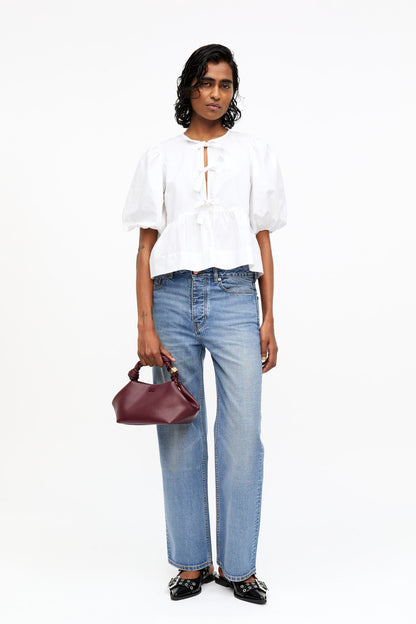 Cotton Poplin Peplum Blouse