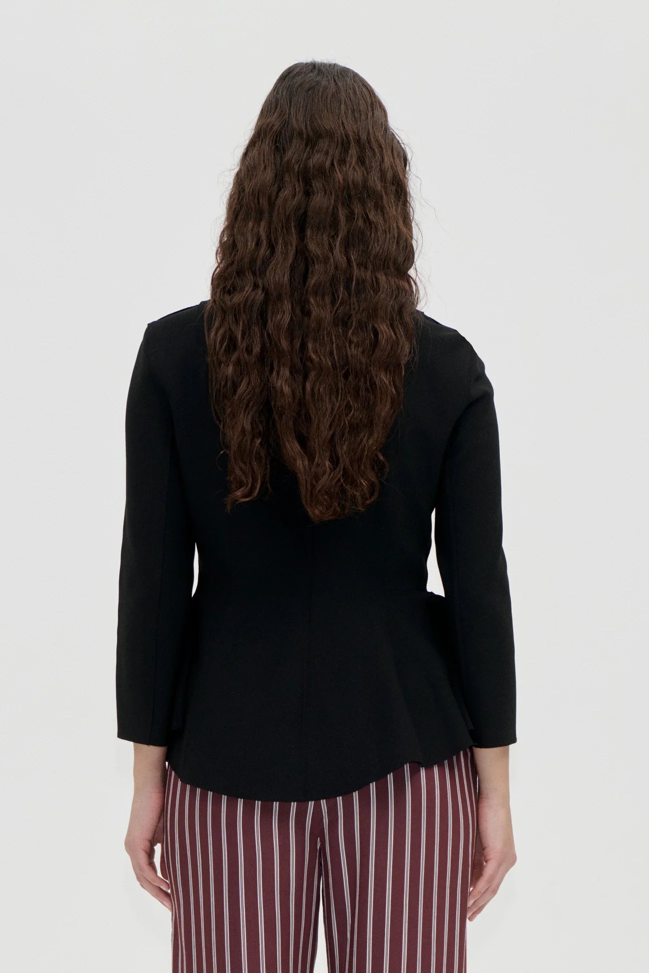 2525 Double-Layer Crepe, Flared Button-Up Top