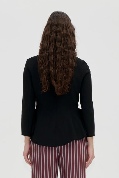 2525 Double-Layer Crepe, Flared Button-Up Top