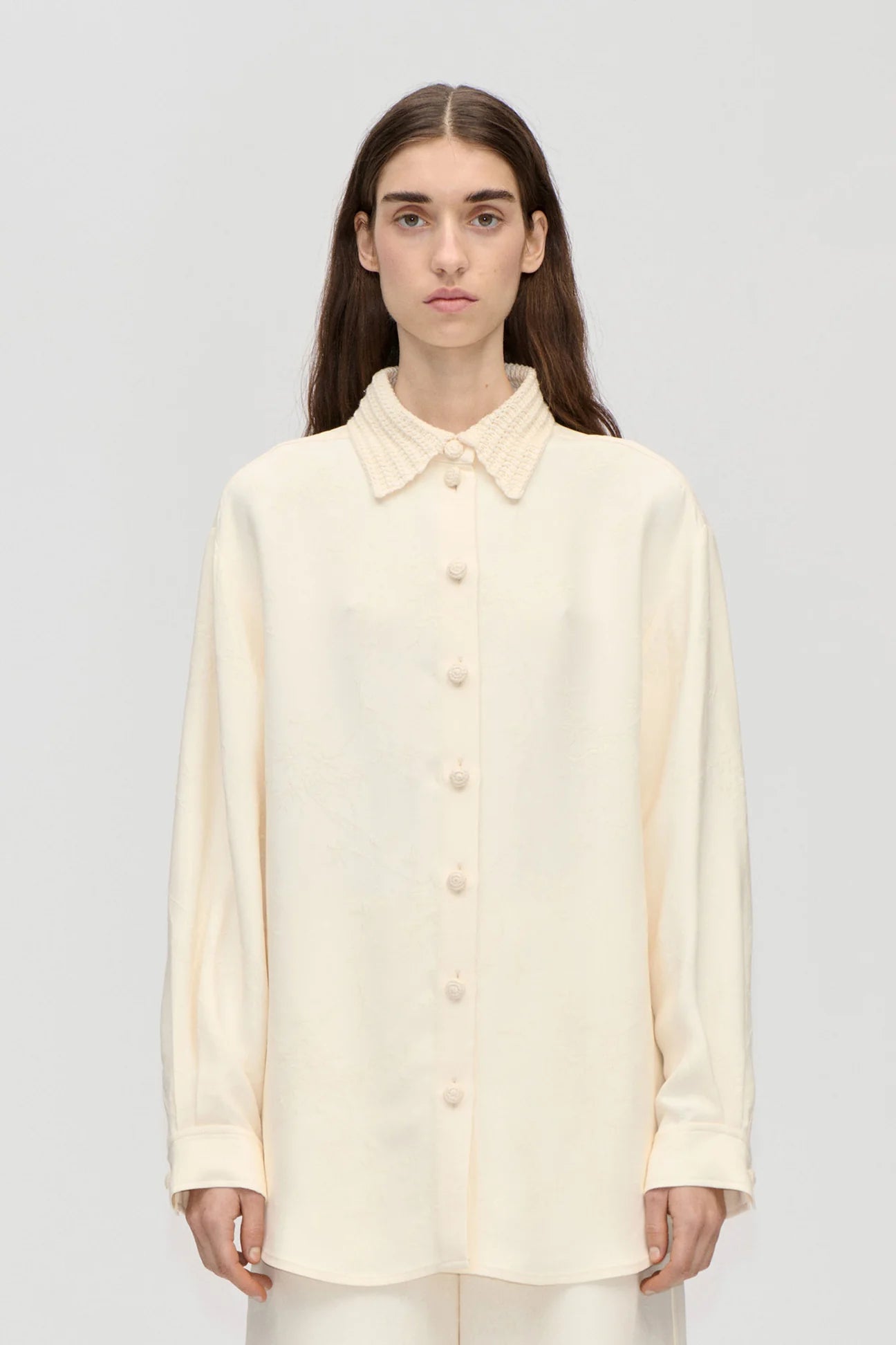 2516 Viscose Jacquard / Crochet, Fluid Shirt