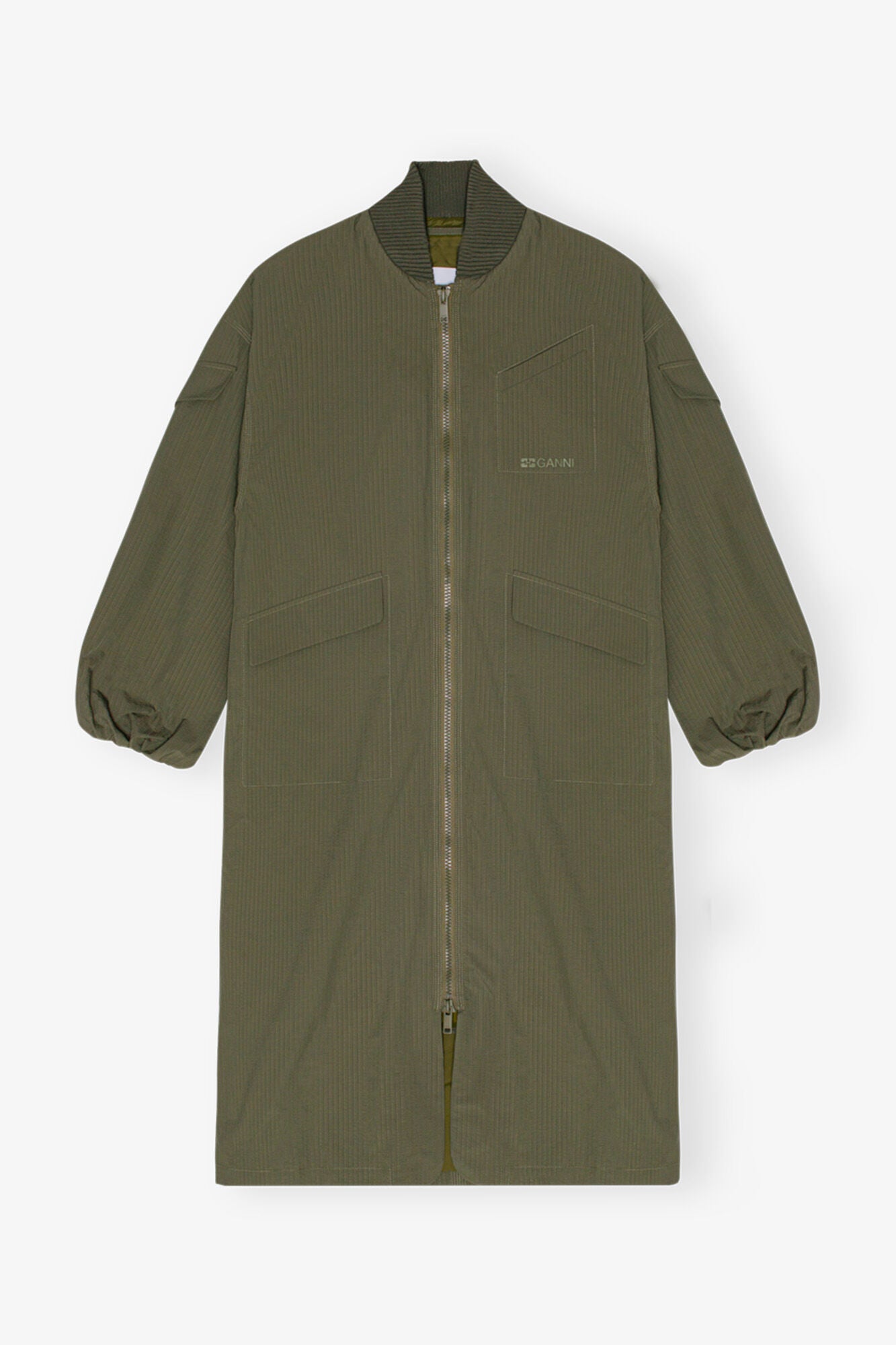 Tech Seersucker Oversized Shell Coat