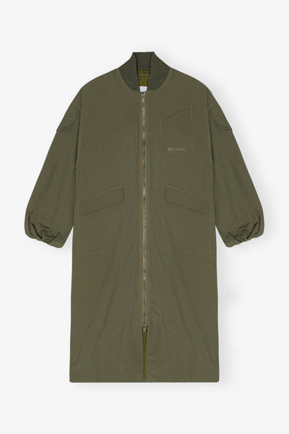 Tech Seersucker Oversized Shell Coat