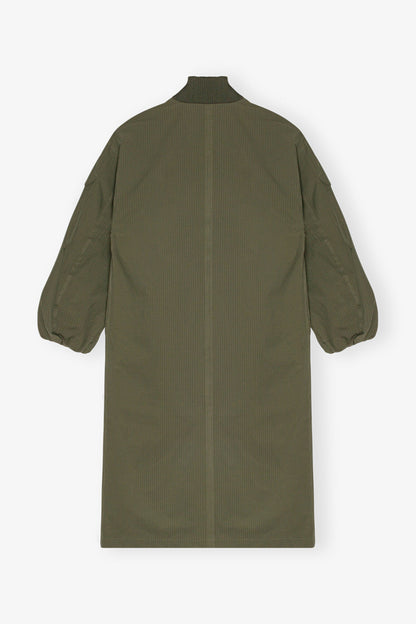 Tech Seersucker Oversized Shell Coat