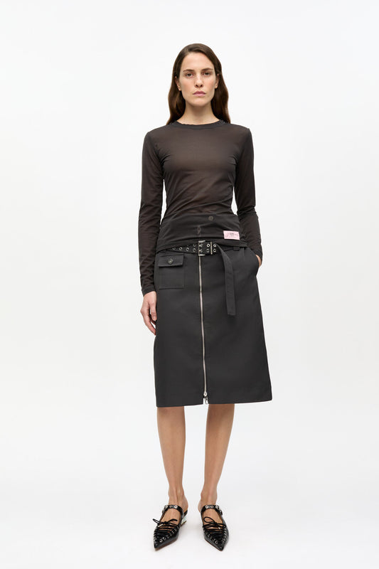 Heavy Twill Midi Skirt