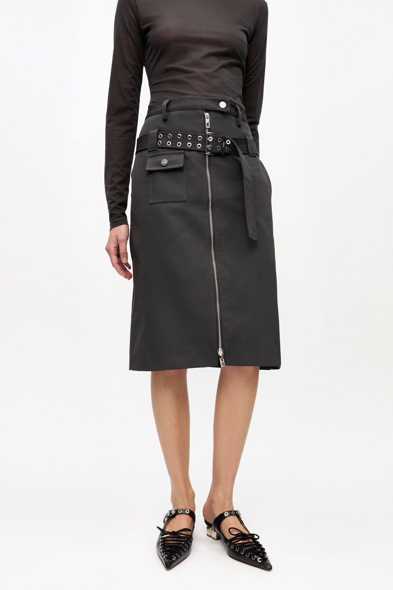 Heavy Twill Midi Skirt