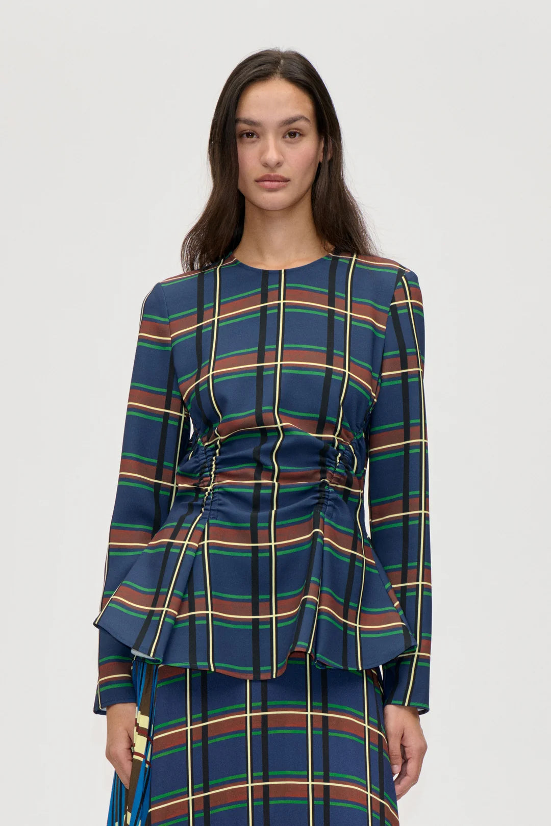 2591 Twill Cady, Gathered Peplum Top