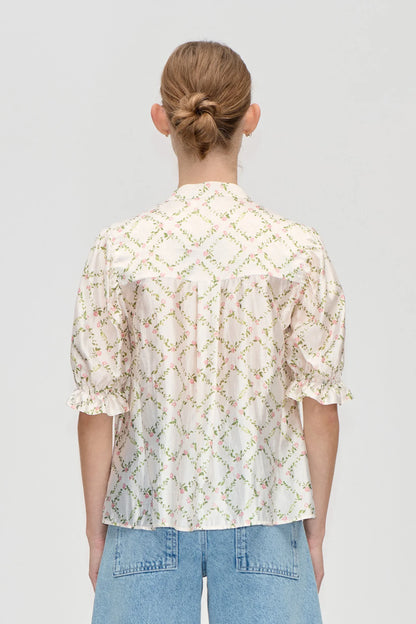 2519 Flat Texture Viscose, Gathered Top