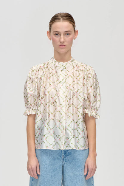 2519 Flat Texture Viscose, Gathered Top
