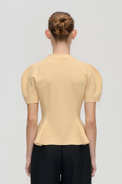 2525 Double-Layer Crepe, High-Neck Zip Top