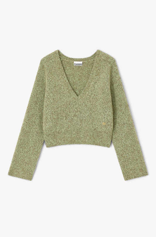 Brushed Mohair Mix Deep V-neck