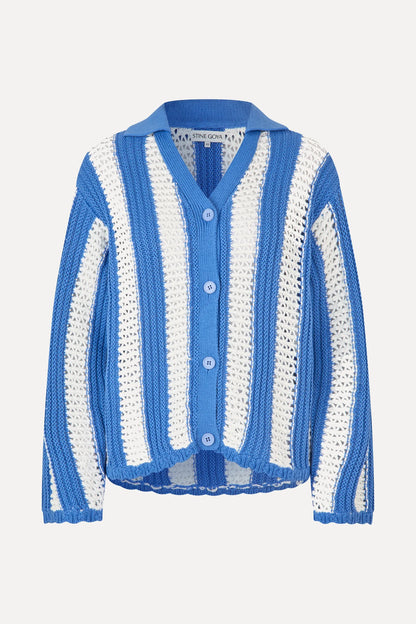 2380 Crochet Texture Knit, Knit Collar Cardigan