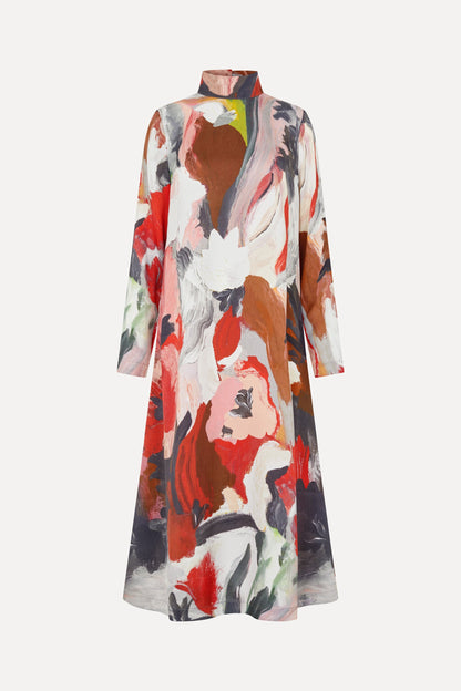 Dry Viscose, Long Sleeve Midi Dress