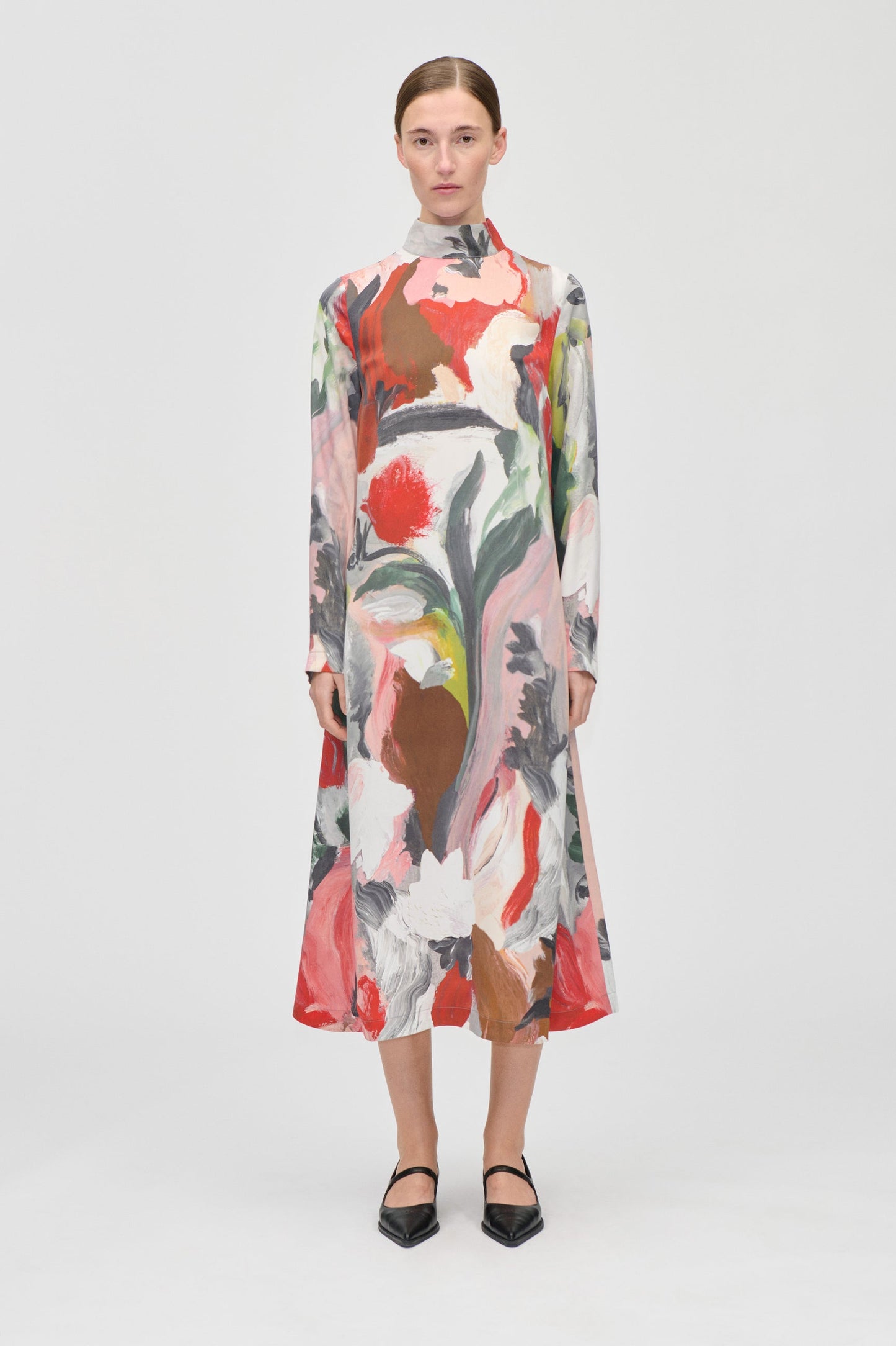 Dry Viscose, Long Sleeve Midi Dress