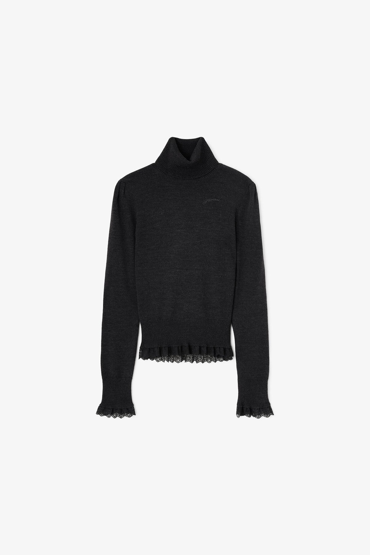 Merino Turtleneck w lace details