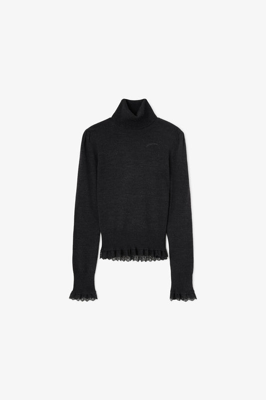 Merino Turtleneck w lace details