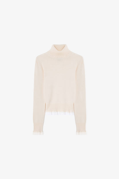 Merino Turtleneck w lace details
