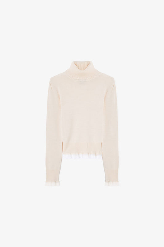 Merino Turtleneck w lace details