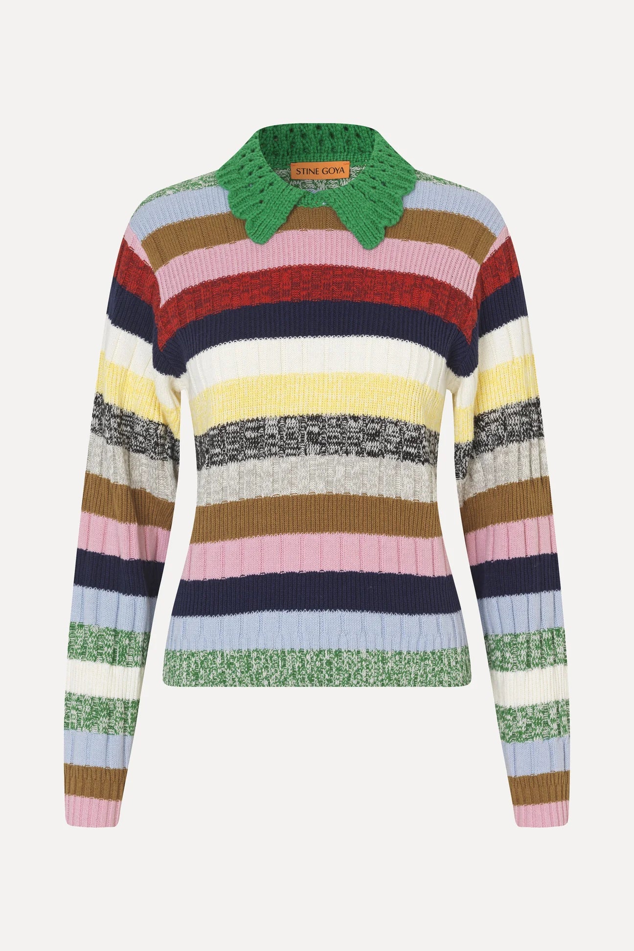 Mix Stripe Polo Collar Sweater