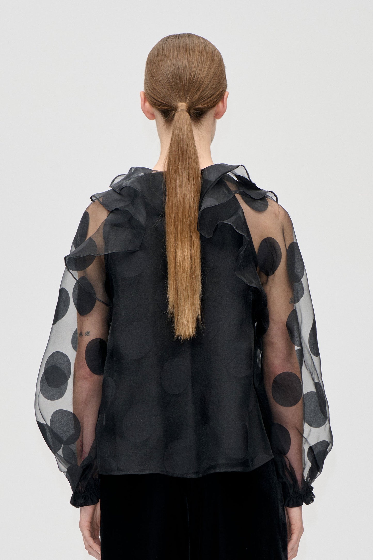 Dotted Organza, Multi Ruffle Raglan Top