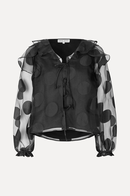 Dotted Organza, Multi Ruffle Raglan Top