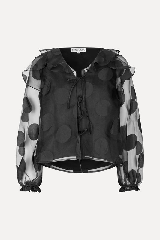 Dotted Organza, Multi Ruffle Raglan Top