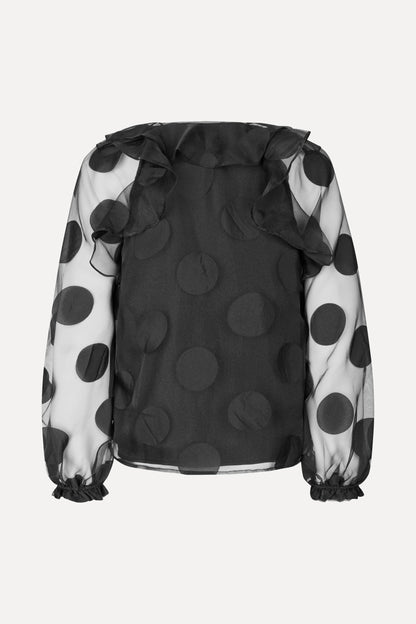 Dotted Organza, Multi Ruffle Raglan Top