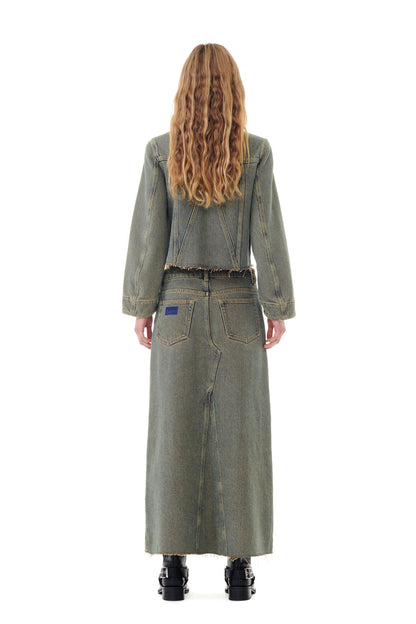 Overdyed Heavy Denim Maxi Skirt
