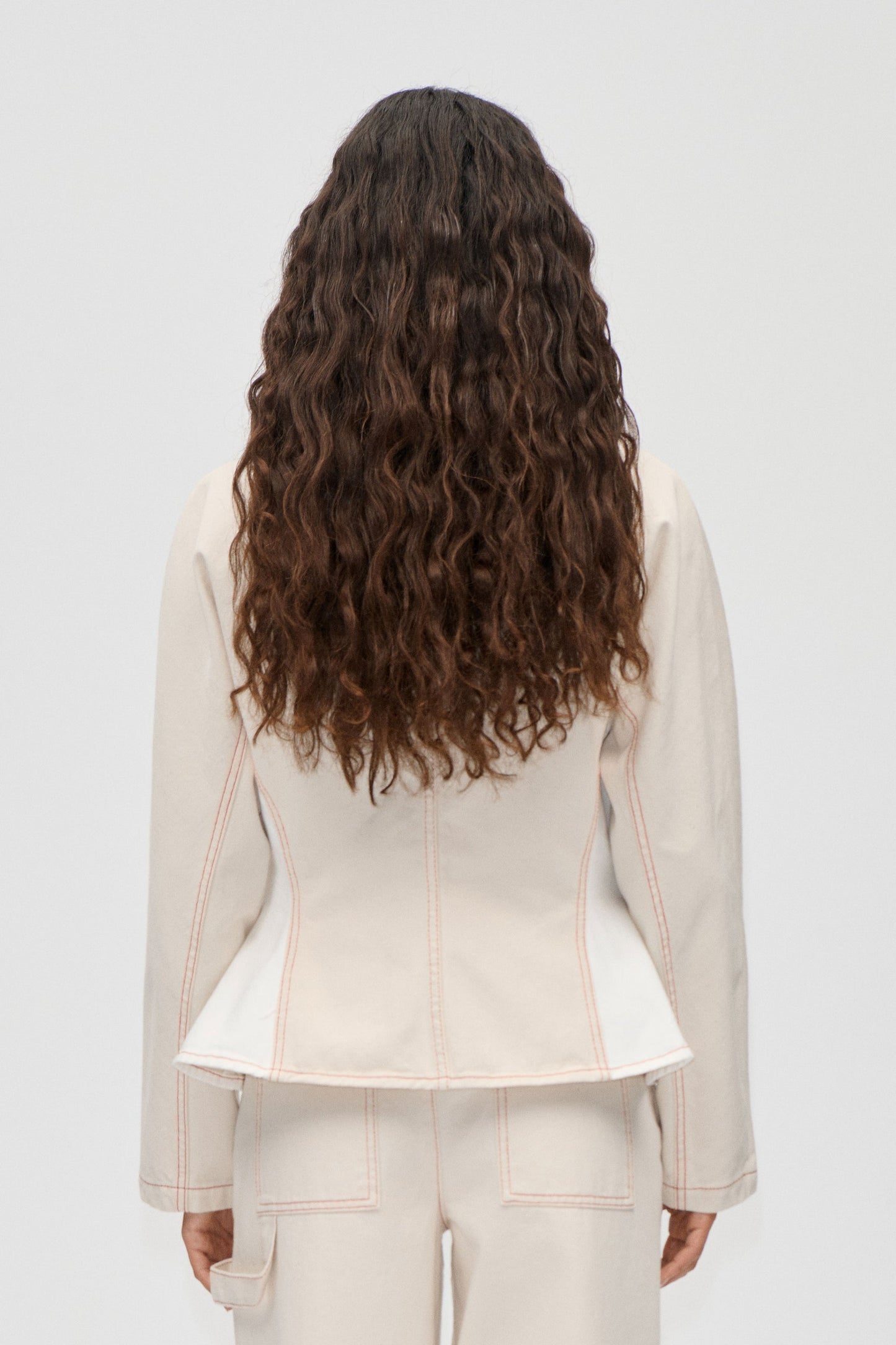 Double Rinse Denim, Peplum Collar Jacket