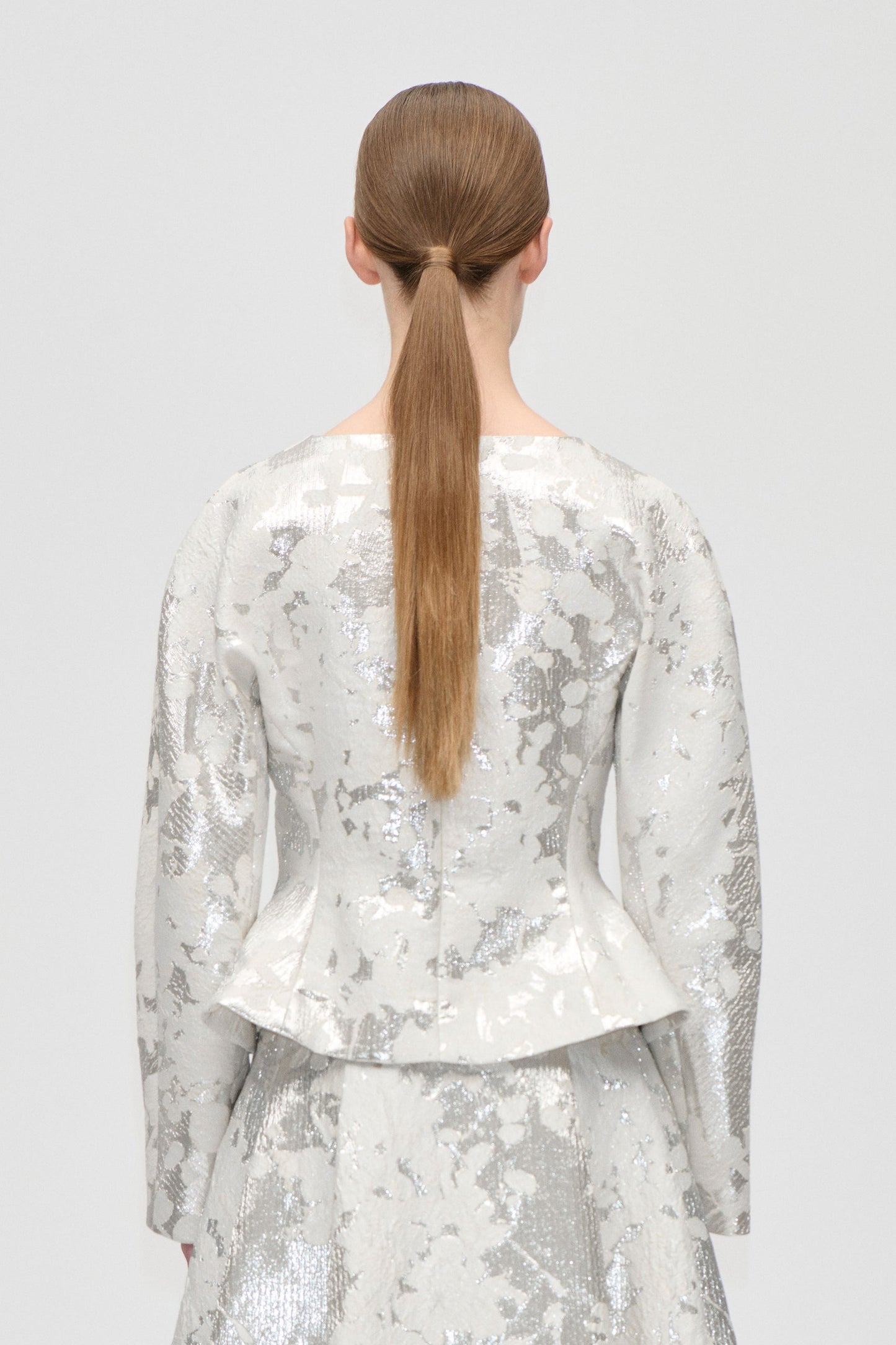 Metallic Woven jacquard, Peplum Top