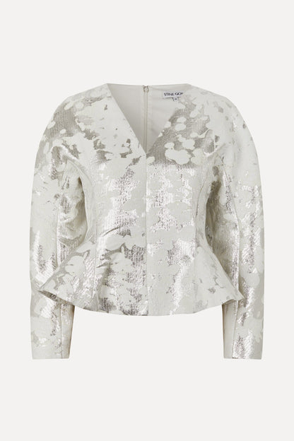 Metallic Woven jacquard, Peplum Top