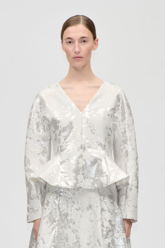 Metallic Woven jacquard, Peplum Top