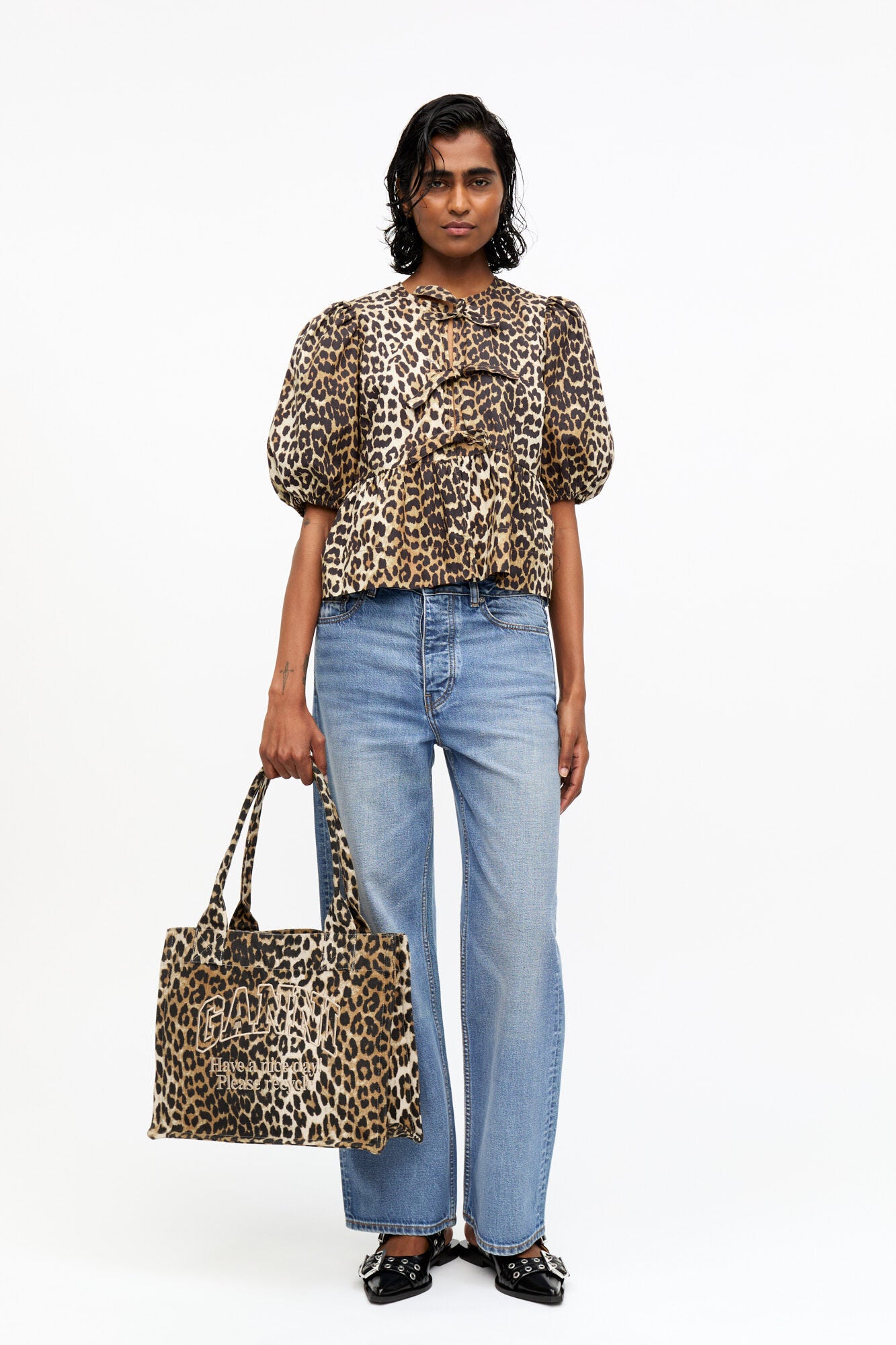Printed Cotton Poplin Peplum Blouse