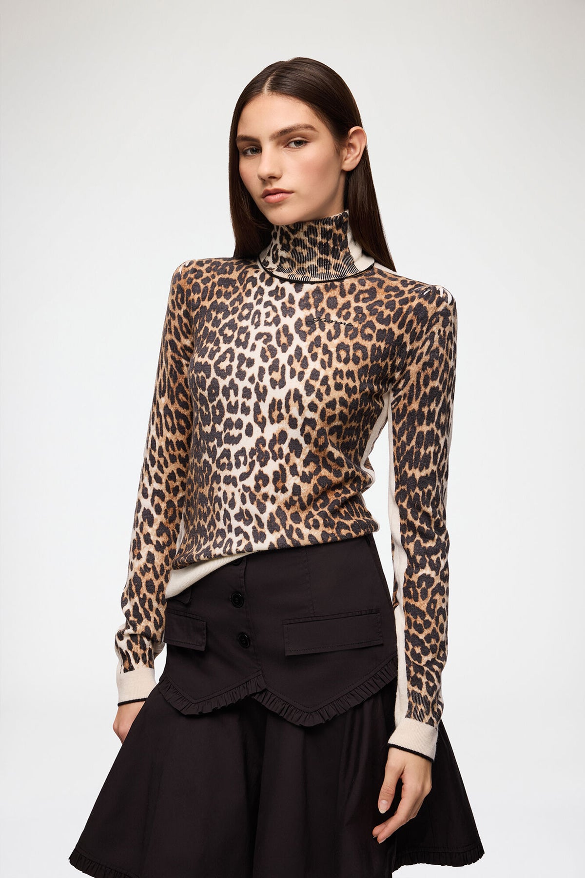 Printed Merino Turtleneck
