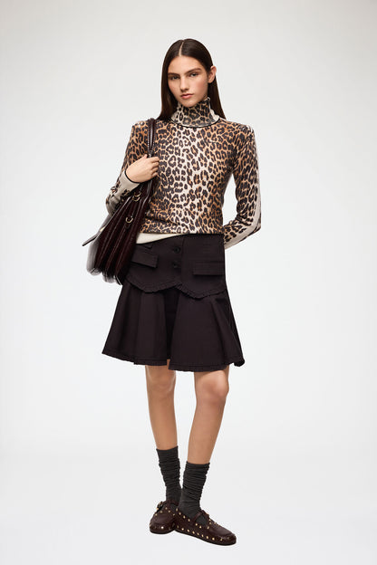 Printed Merino Turtleneck