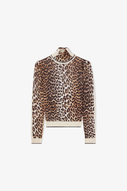 Printed Merino Turtleneck