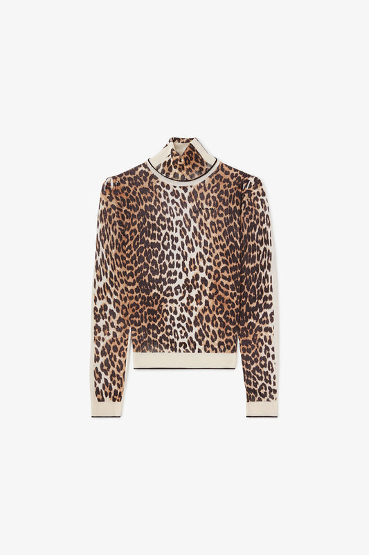 Printed Merino Turtleneck