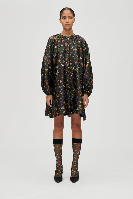 Flat Textured Poly, Voluminous Bow Dress
