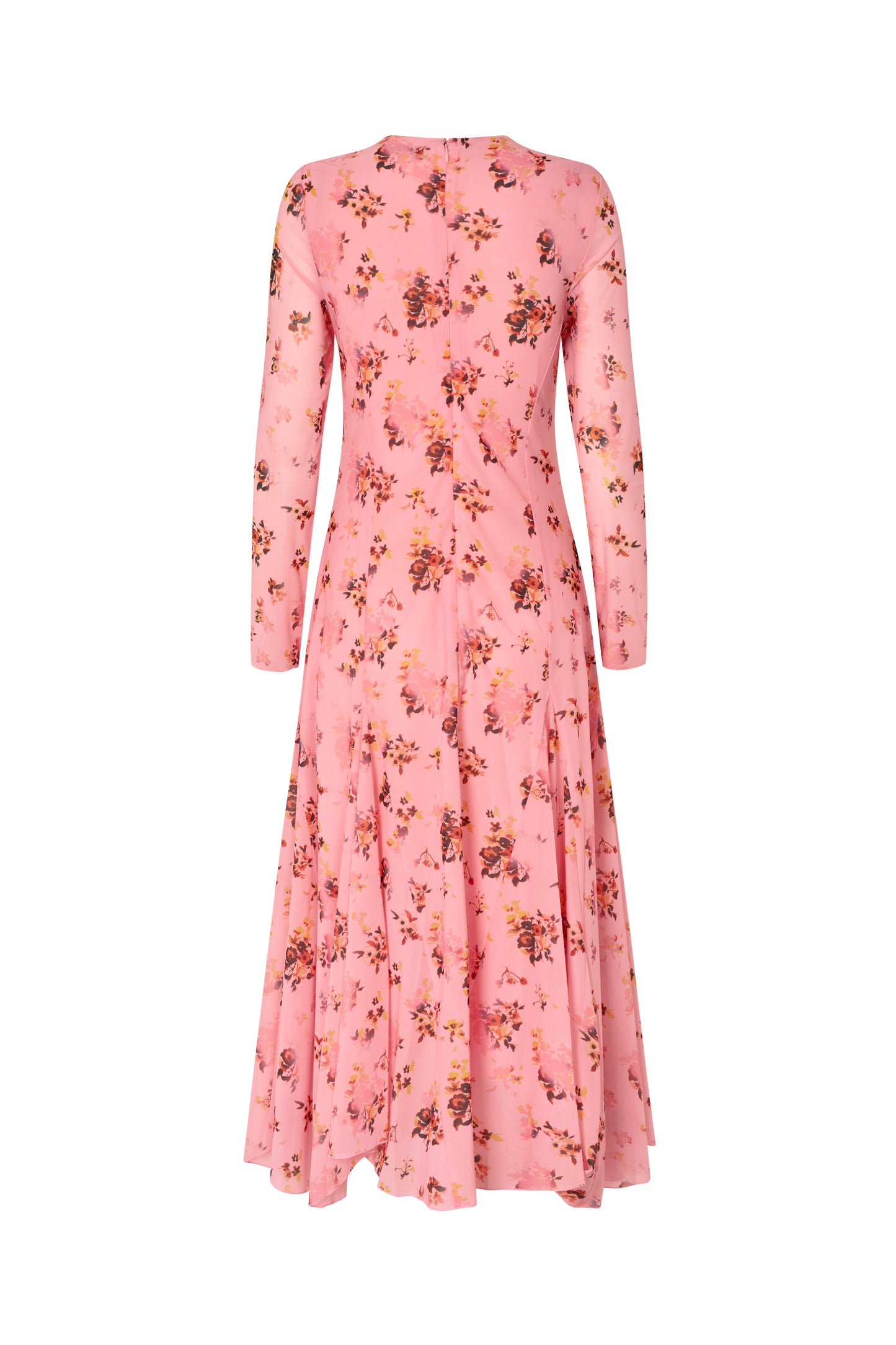 Sheer Ruffling Jersey, Long Sleeve Ruffling Midi Dress