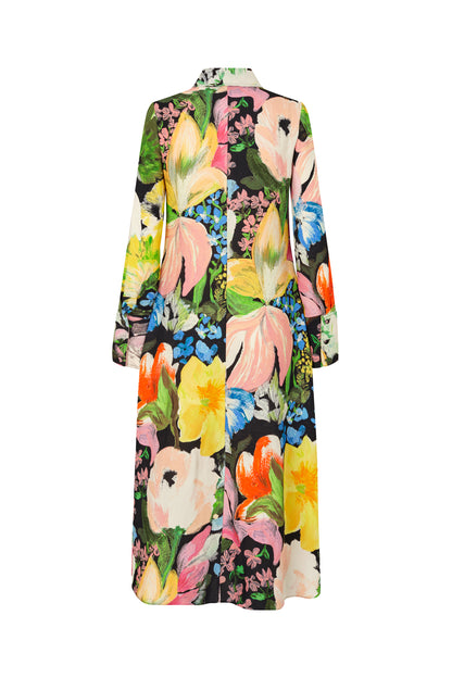 Heavy Dry Viscose, Front Placket Midi Polo Dress