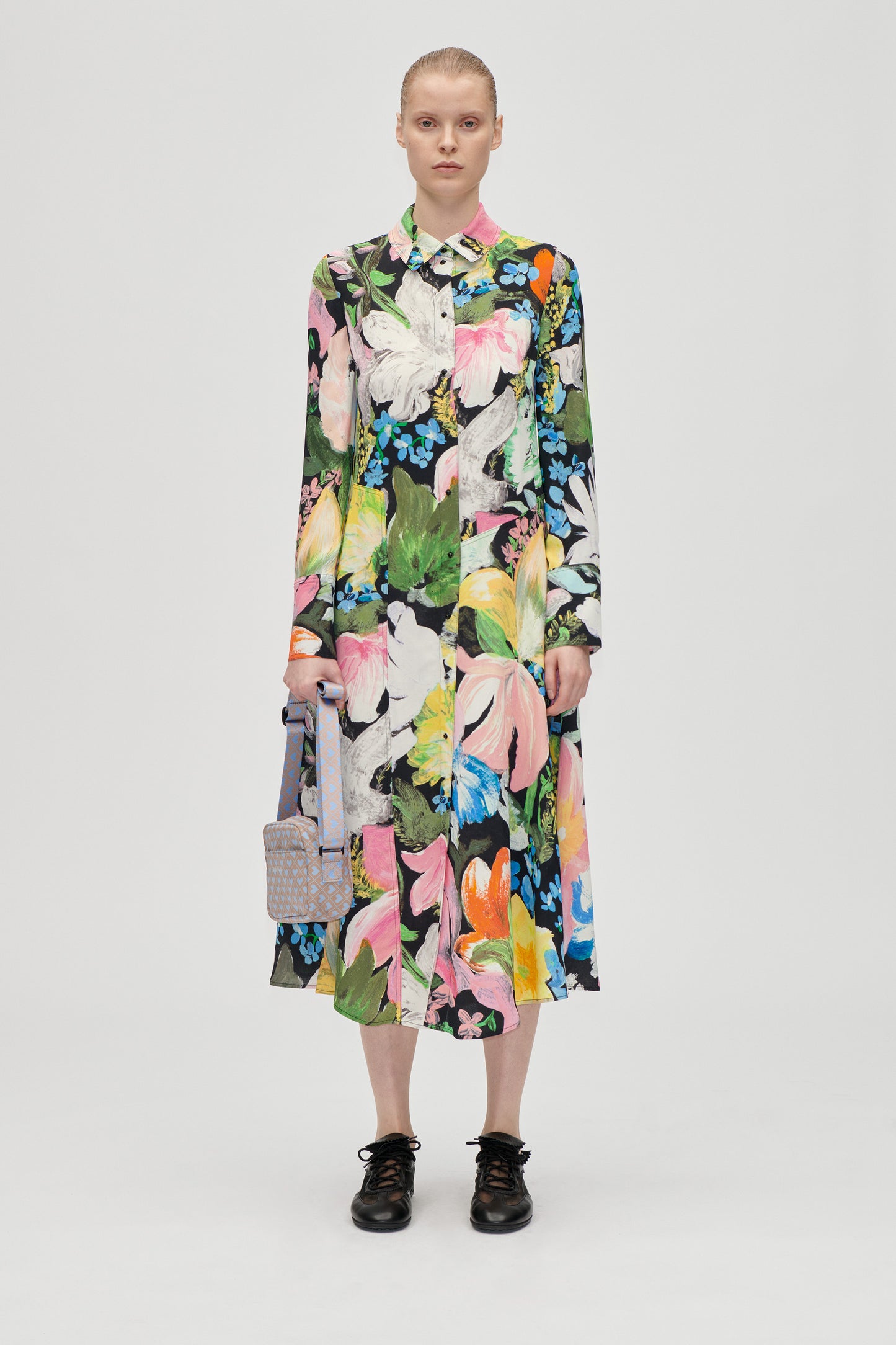 Heavy Dry Viscose, Front Placket Midi Polo Dress