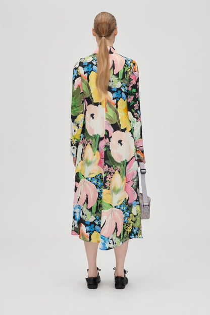 Heavy Dry Viscose, Front Placket Midi Polo Dress