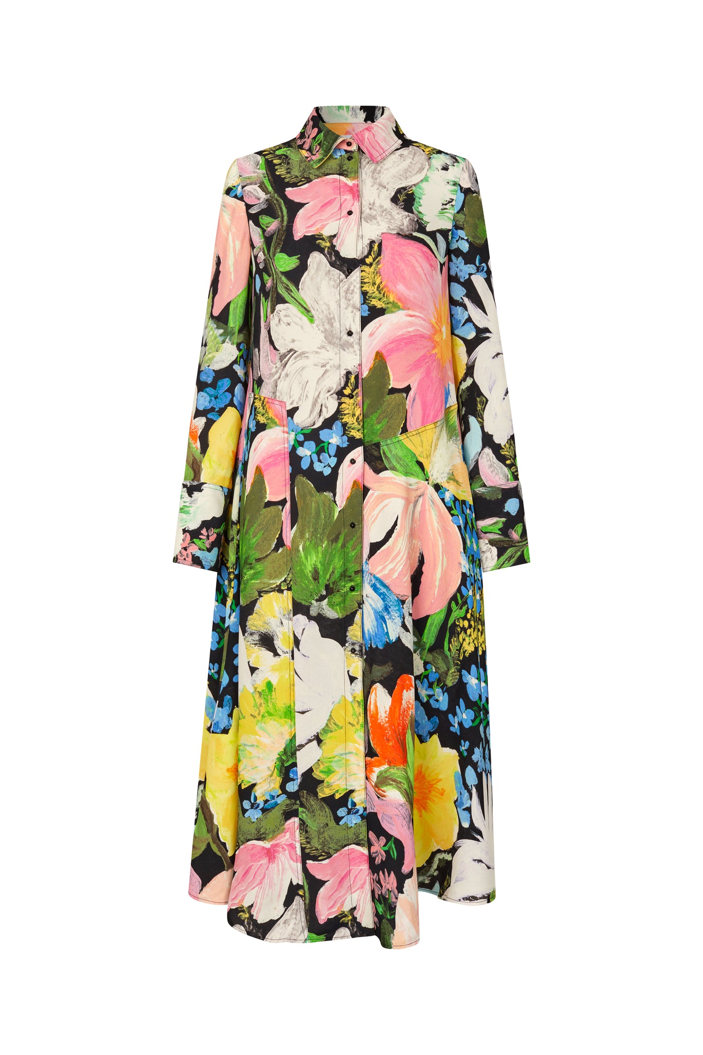 Heavy Dry Viscose, Front Placket Midi Polo Dress