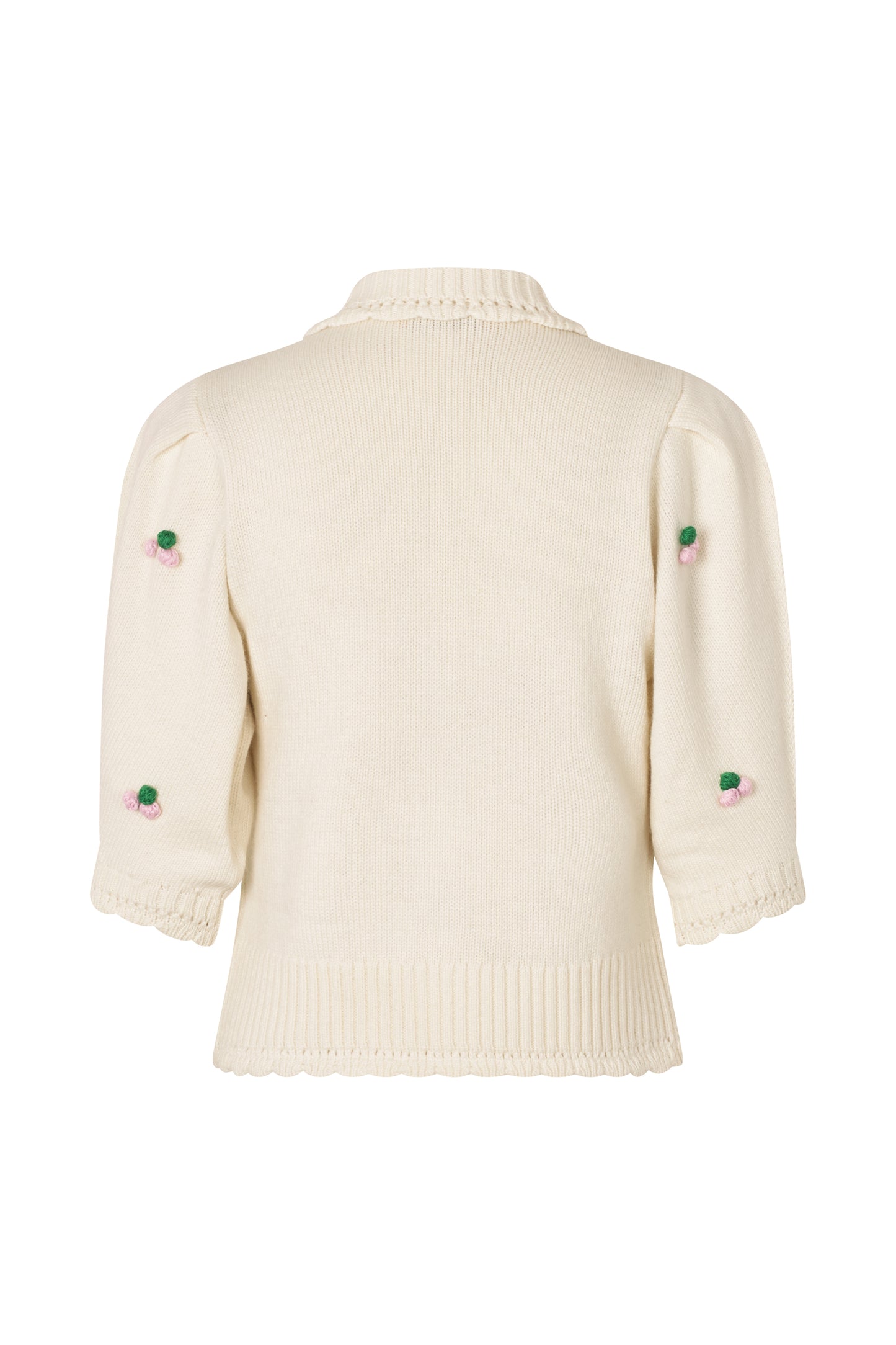 Midweight Wool, Bubble Knit Polo Cardigan