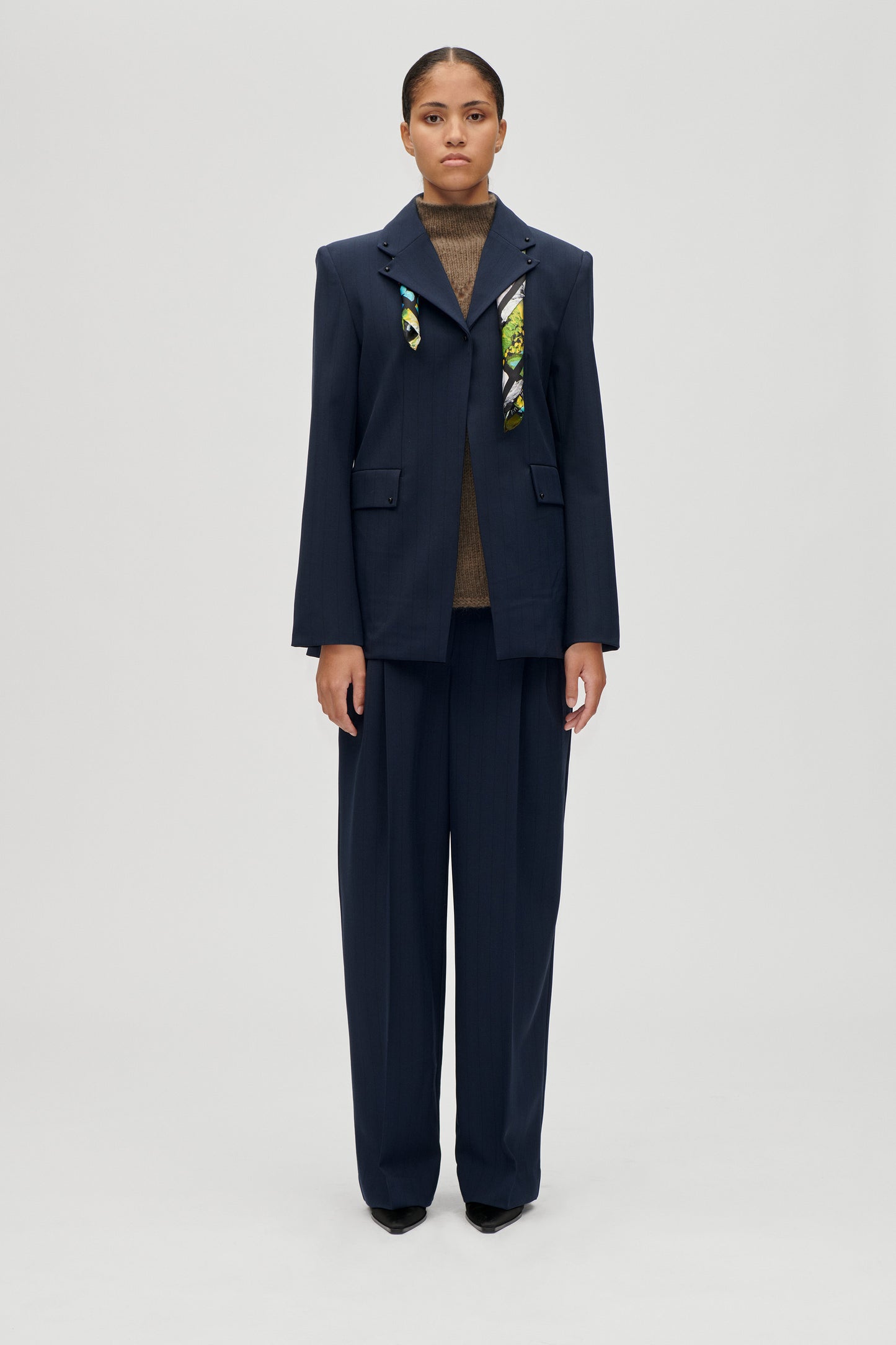 Pinstripe Tailoring, Belted Tailored Pants