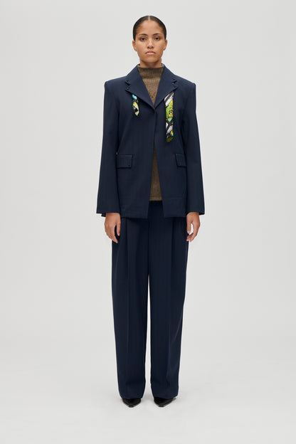 Pinstripe Tailoring, Belted Tailored Pants