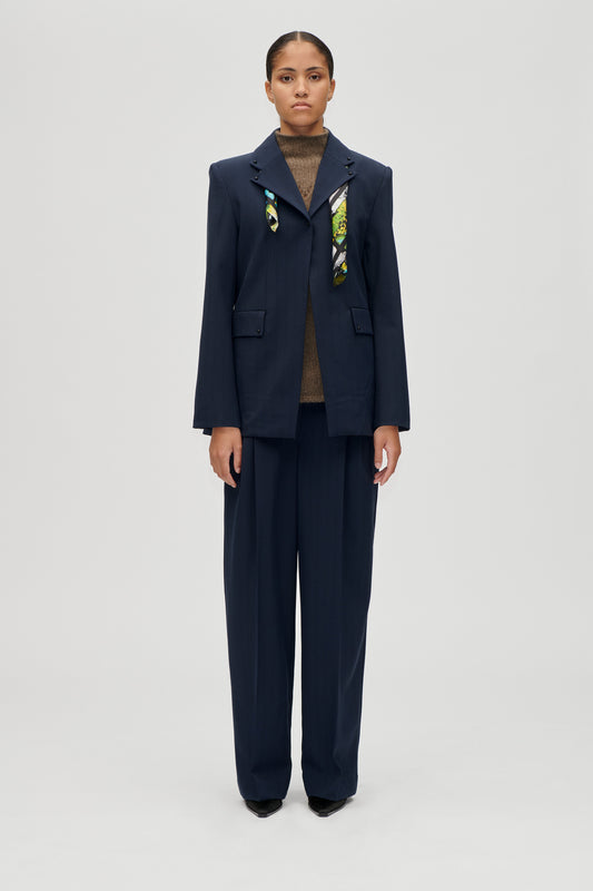 Pinstripe Tailoring, Belted Tailored Pants