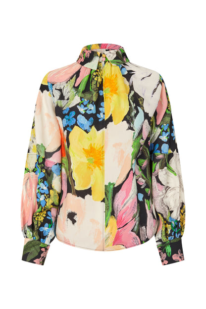 Heavy Dry Viscose, Gathered Long Sleeve Top