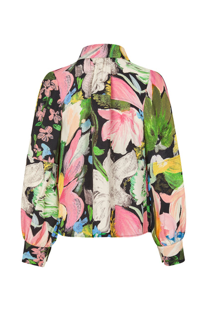 Heavy Dry Viscose, Gathered Long Sleeve Top