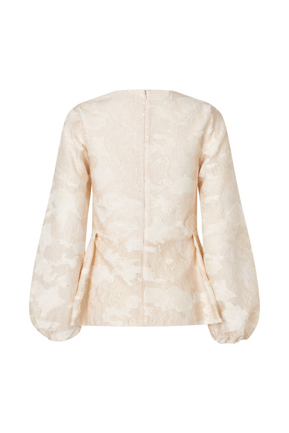 Airy Jacquard, Romantic Ruffling Long Sleeve Top