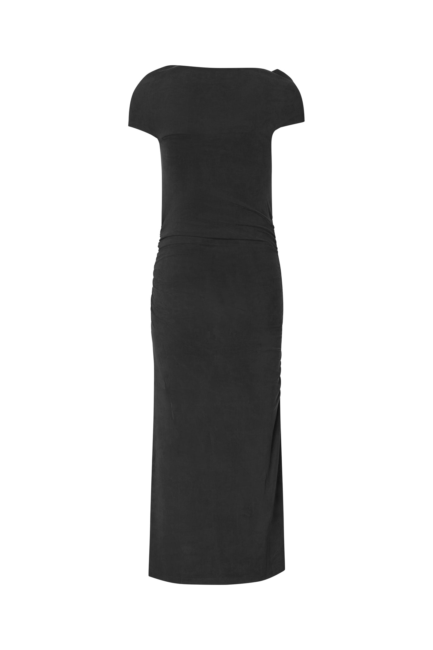 2554 Cupro Jersey, One Shoulder Draped Midi Dress